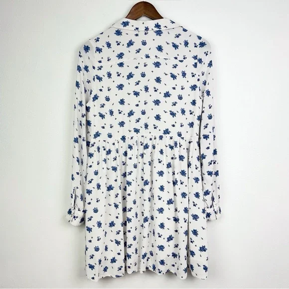 Sézane Aurora Mini Dress in Roses Bleues Floral Long Sleeve Prairie - Picture 8 of 15